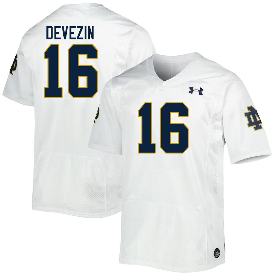 Men #16 Dylan Devezin Notre Dame Fighting Irish College Football Jerseys Stitched-White